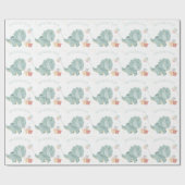 Cute Happy Birthday Waterverf Dinosaur Twee jaar Cadeaupapier (Vlak)