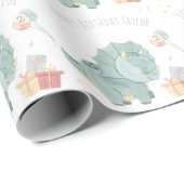 Cute Happy Birthday Waterverf Dinosaur Twee jaar Cadeaupapier (Rol Hoek)
