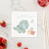 Cute Happy Birthday Waterverf Dinosaur Twee jaar Servet (Insitu)
