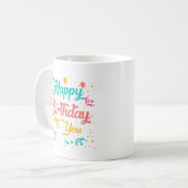 Cute Happy Birthday word art add monogram Koffiemok (Voorkant links)
