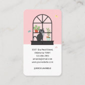 Cute Happy Black Cat op Window Sill Pet Sitting Visitekaartje (Achterkant)