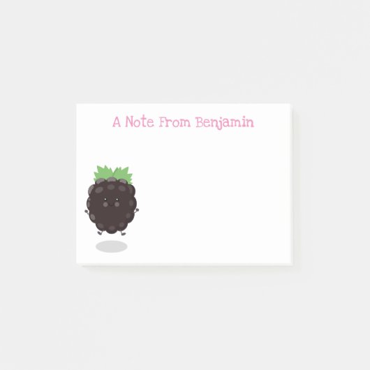 Cute happy blackberry fruit cartoon illustration post-it® notes (Voorkant)
