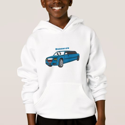 Cute happy blue Limousine cartoon car (Voorkant)
