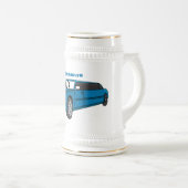 Cute happy blue Limousine cartoon car Bierpul (Voorkant rechts)