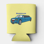 Cute happy blue Limousine cartoon car Blikjeskoeler (Achterkant)