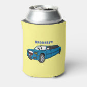 Cute happy blue Limousine cartoon car Blikjeskoeler (Blikje Achterkant)
