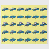 Cute happy blue Limousine cartoon car Cadeaupapier (Vlak)
