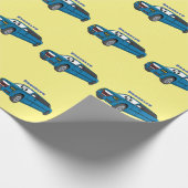 Cute happy blue Limousine cartoon car Cadeaupapier (Hoek)