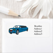 Cute happy blue Limousine cartoon car Etiket (Insitu)