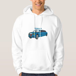 Cute happy blue Limousine cartoon car Hoodie