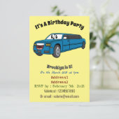 Cute happy blue Limousine cartoon car Kaart (Staand voorkant)