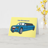 Cute happy blue Limousine cartoon car Kaart (Gele Bloem)