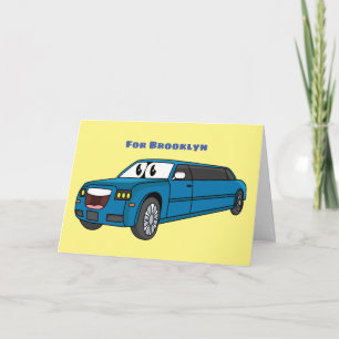 Cute happy blue Limousine cartoon car Kaart