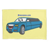 Cute happy blue Limousine cartoon car Kussensloop (Voorkant)