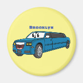 Cute happy blue Limousine cartoon car Magneet (Voorkant)