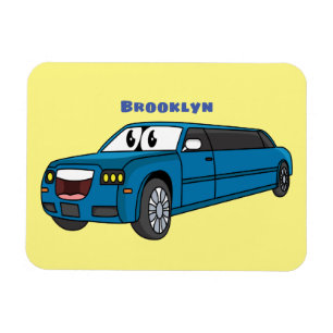 Cute happy blue Limousine cartoon car Magneet