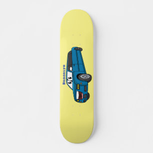 Cute happy blue Limousine cartoon car Persoonlijk Skateboard