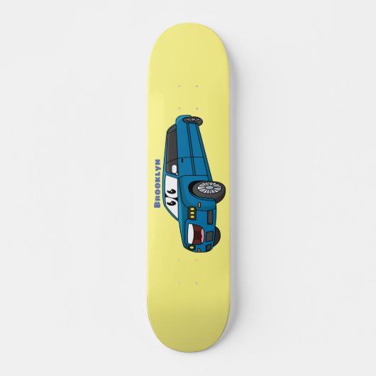 Cute happy blue Limousine cartoon car Persoonlijk Skateboard (Voorkant)
