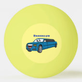 Cute happy blue Limousine cartoon car Pingpongbal (Achterkant)