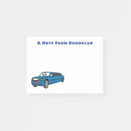 Cute happy blue Limousine cartoon car Post-it® Notes (Voorkant)