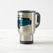 Cute happy blue Limousine cartoon car Reisbeker (Voorkant rechts)