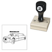 Cute happy blue Limousine cartoon car Rubberstempel (Gestempeld)