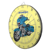 Cute happy blue motor cartoon dartbord (Voorkant Rechts)