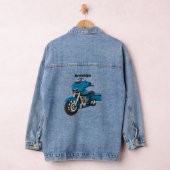 Cute happy blue motor cartoon denim jacket (Hangar)