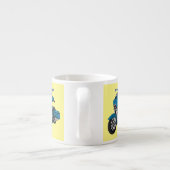 Cute happy blue motor cartoon espresso kop (Achterkant)
