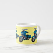 Cute happy blue motor cartoon espresso kop (Voorkant rechts)