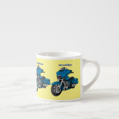 Cute happy blue motor cartoon espresso kop (Rechts)
