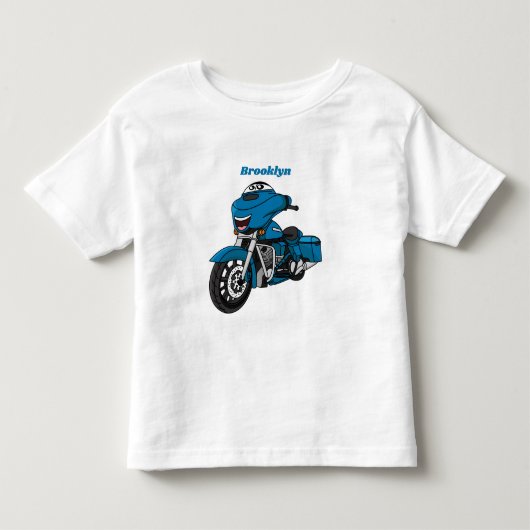 Cute happy blue motor cartoon kinder shirts (Voorkant)