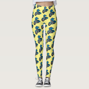 Cute happy blue motor cartoon leggings