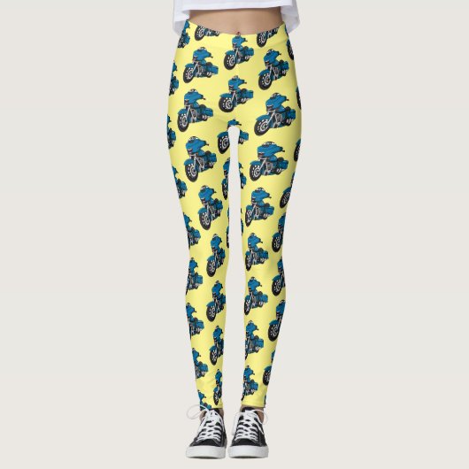 Cute happy blue motor cartoon leggings (Voorkant)