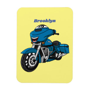 Cute happy blue motor cartoon magneet