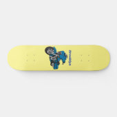 Cute happy blue motor cartoon persoonlijk skateboard (Horizontaal)