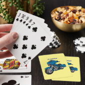 Cute happy blue motor cartoon pokerkaarten (Insitu)