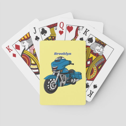 Cute happy blue motor cartoon pokerkaarten (Achterkant)