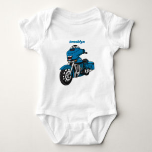 Cute happy blue motor cartoon romper