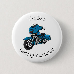Cute happy blue motor cartoon ronde button 5,7 cm