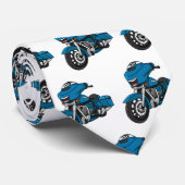 Cute happy blue motor cartoon stropdas (Opgerold)