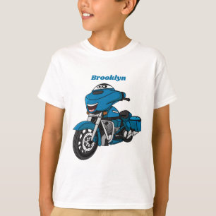 Cute happy blue motor cartoon t-shirt