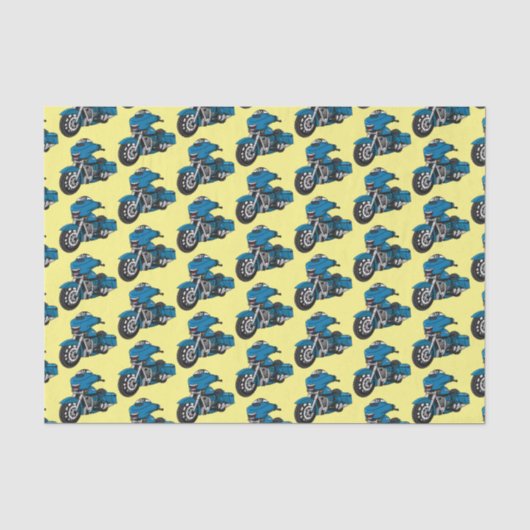 Cute happy blue motor cartoon tissuepapier (Voorkant)