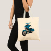 Cute happy blue motor cartoon tote bag (Voorkant (product))