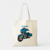 Cute happy blue motor cartoon tote bag (Achterkant)