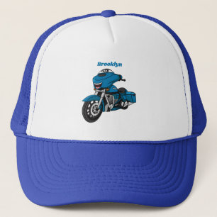 Cute happy blue motor cartoon trucker pet