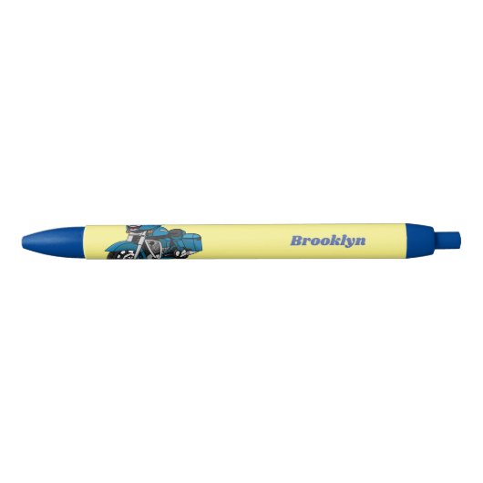 Cute happy blue motor cartoon zwarte inkt pen (Voorkant)