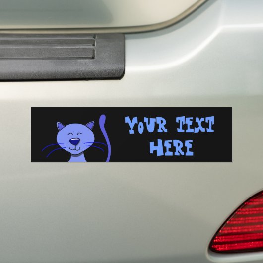 Cute Happy Blue Smiling Cat Afbeelding Funny Sjabl Bumpersticker (Op auto)