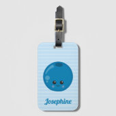 Cute Happy Blueberry Monogram Bagagelabel (Voorkant (verticaal))