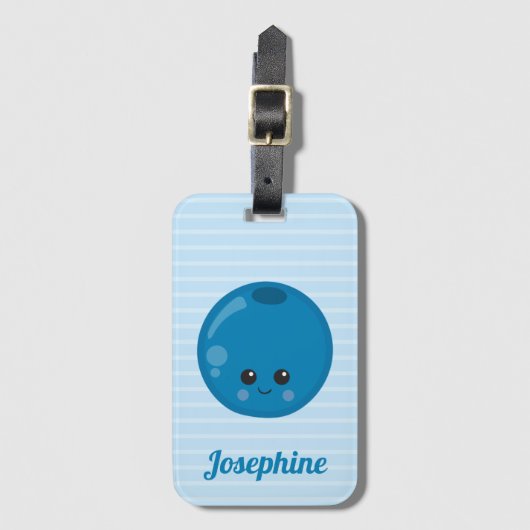 Cute Happy Blueberry Monogram Bagagelabel (Voorkant (verticaal))
